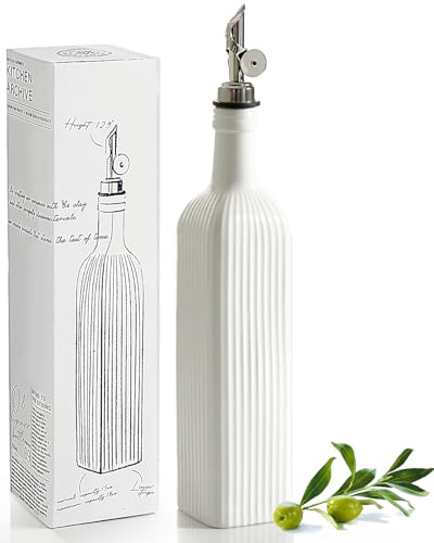 18 oz Olive Oil Dispenser Bottle for Kitchen (White)