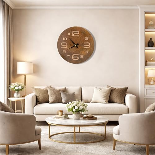Handmade Pure Copper Wall Clock for Home Decoration (Big Numbers / 17.7)