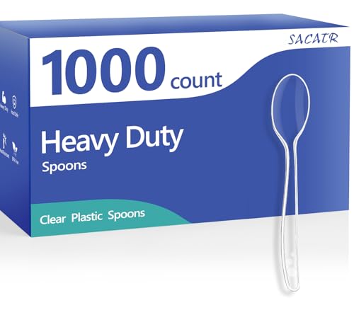 1000 Count Clear Plastic Spoons Heavy Duty (Clear)