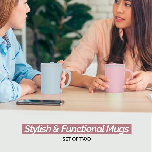 Iconic Desk Mug 16 Oz (Light Blue/Pink)
