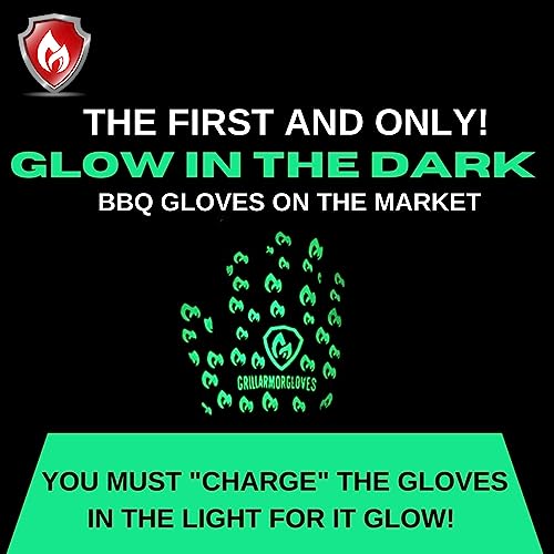 Grill Armor Oven Gloves with Fingers (One Size Fits Most Standard Cuff / Green Glow in the Dark)
