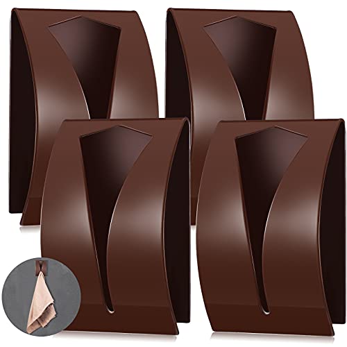4 Pcs Self Adhesive Kitchen Towel Hook Holder (Brown)