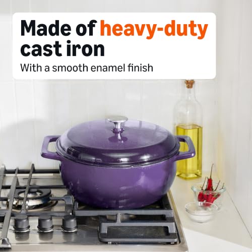 Enameled Cast Iron Dutch Oven Pot with Lid (Purple / 6-Quart)