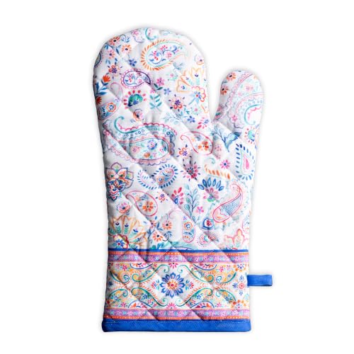 Maison d'Hermine Oven Gloves 100% Cotton Oven Mitt (083 - Indian Floral / 7.5" x 13" (Oven Mitt))