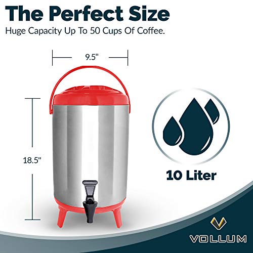 Stainless Steel Insulated Beverage Dispenser (10 Liter / Red)