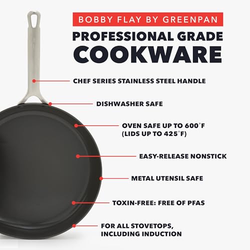 x Bobby Flay 10” & 12” Hard Anodized Ceramic Nonstick Frying Pan Set (2-Piece Frying Pan Set / Black)