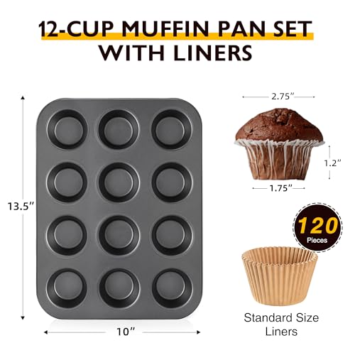 Muffin Pans with 120 Natural Parchment Liners