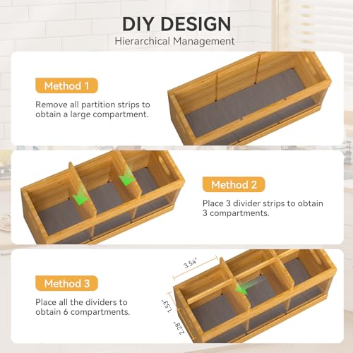 Bamboo Kitchen Utensil Holder with Drying Stone and 6 Compartments (White / Medium)
