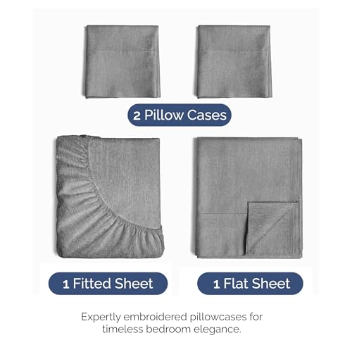 Full Size 4 Piece Sheet Set (40 - Heathered Grey / Full)