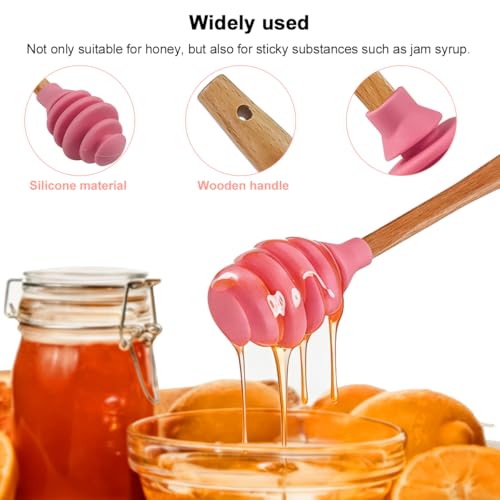 3 Pack Silicone Honey Dipper Sticks (Yellow/Pink/Green)