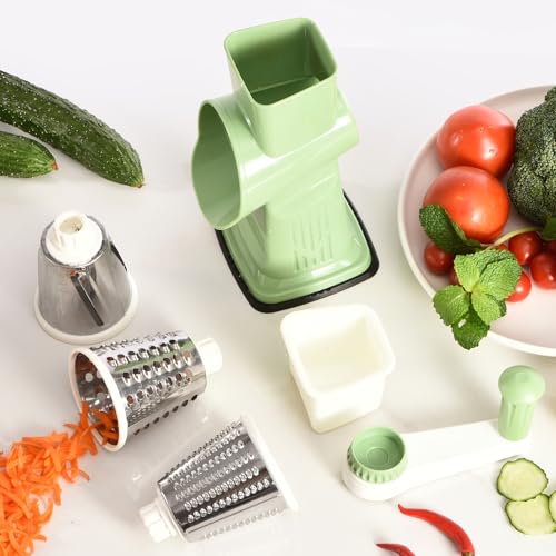 Rotary Cheese Grater Hand Crank Transparent (9.06"L x 4.33"W x 9.07"H / Green)