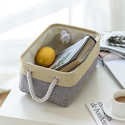 Storage Baskets for Organizing (Gold&Grey / 6PCS/Small -11.8Lx7.9Wx5.2H)