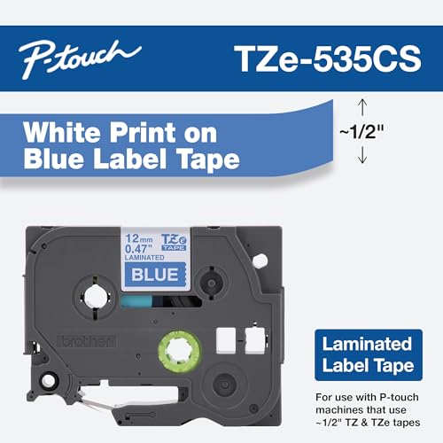 Genuine P touch (White on Blue / 12mm (0.47”) / Pack of 1)
