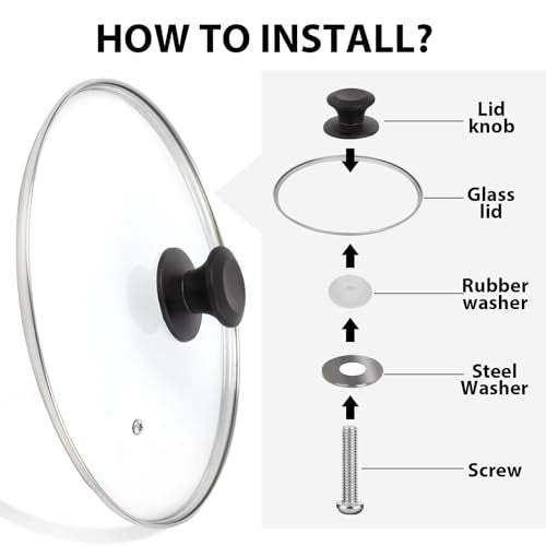 12 inch Tempered Glass Lid for Pots (12'' / Black)