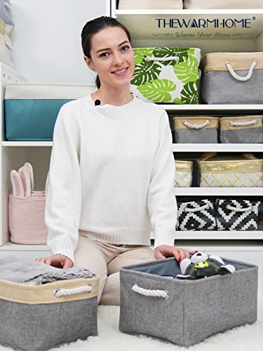 Storage Bins Basket (Grey / Medium -13.8Lx9.8Wx6.7H)