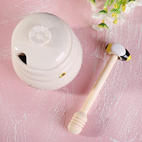 Ceramic Honey Jar With Wooden Honey Dipper (Honey Jar-Bee)