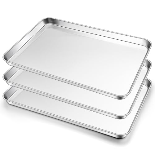 3 Pack 18x13 Inch Stainless Steel Baking Half Sheet Set (17.5x13x1)