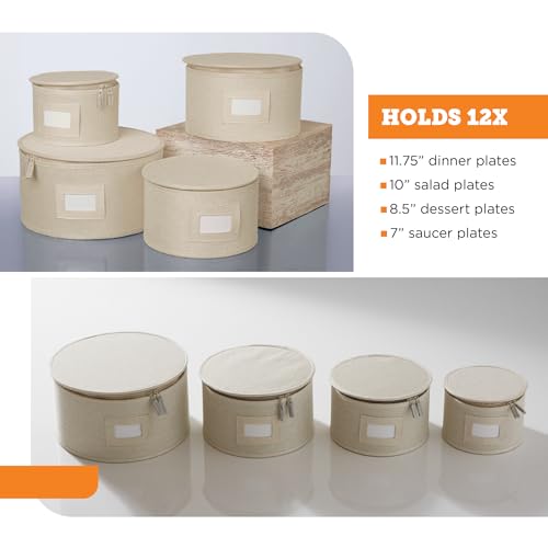 4 Piece China Plate Storage Set (Cream / 4 Piece Hard Shell Set for Plates)