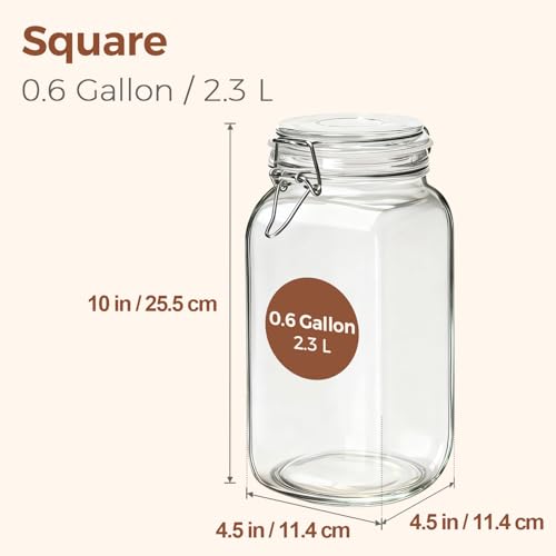 Large Square Glass Jars with Airtight Lids 78 oz 3 Pack Wide Mouth (78 fl oz x 3)