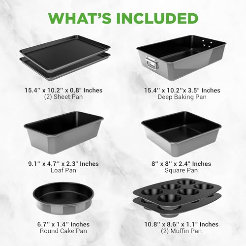 8 Piece Nonstick Stackable Bakeware Set (Gray)