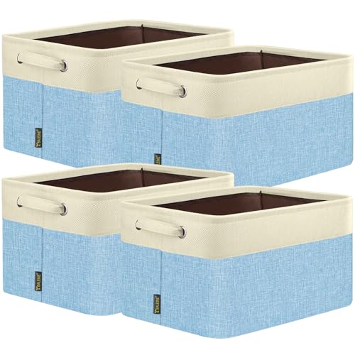 4 Pack Fabric Closet Storage Bins for Shelves (Skyblue / 4PCS/X-Large-17x13x10.5)