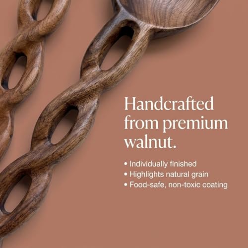 13 Inch Walnut Wood Salad Tongs (Walnut Wood)