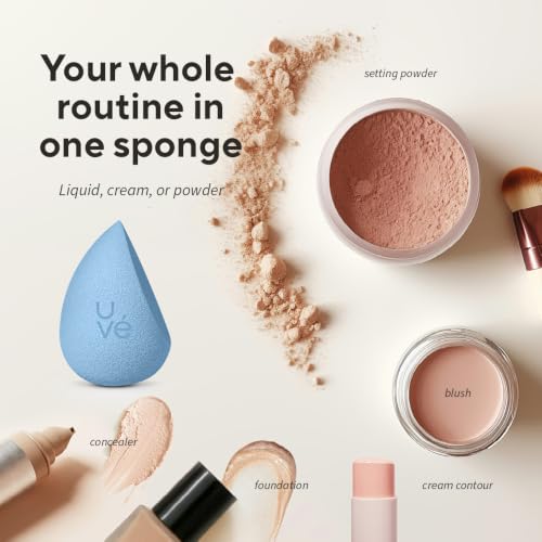 PURE Cut Makeup Sponge Blender (1 Count (Pack of 1) / Blue (Cut))