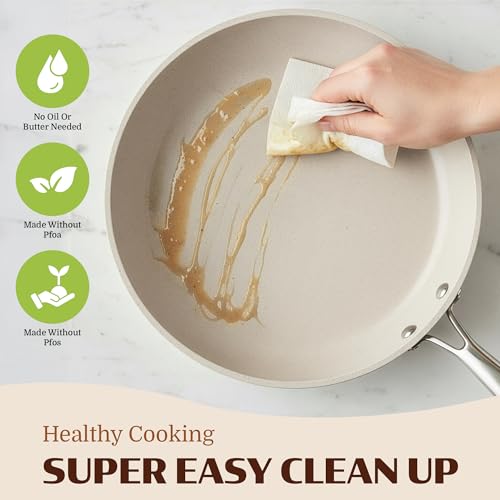 Ceraluxe 20Pc Pots and Pans Set Non Stick Ceramic Cookware Set (Cream)