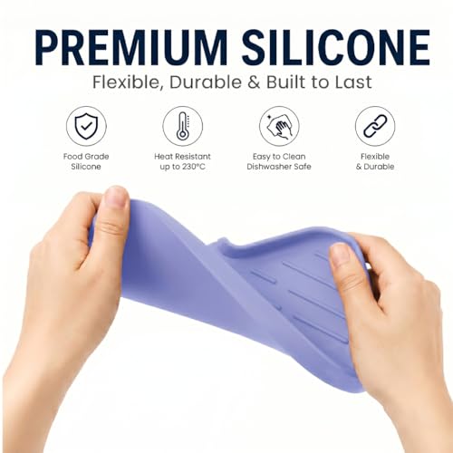 Silicone Soap Dish with Drain Spout (Light Purple / M(9.6"×5.3"))
