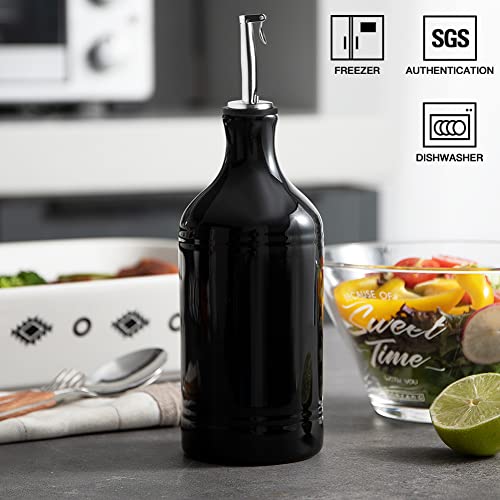 Sweejar Ceramic Olive Oil Dispenser Bottle (15.5 oz, Set of 1 / Black)