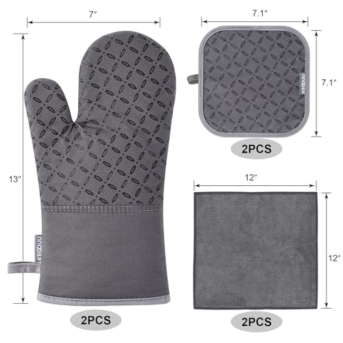 Oven Mitts and Pot Holders 6pcs Set (Gray)