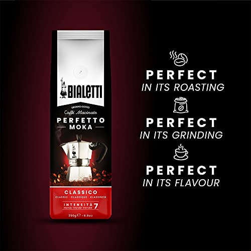 6 Cup Moka Pot and Coffee Ground Bundle 8.8oz Bag with Medium Roast Italian Ground Blend (6 Cups / Classic Moka & Ground Coffee)