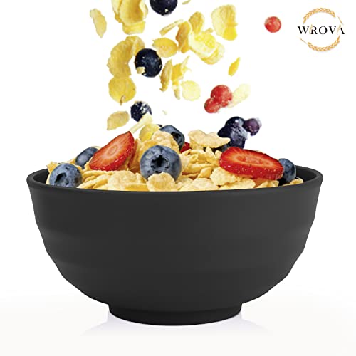 Wheat Straw Bowls Set 60 OZ Unbreakable Large Cereal Bowls Set of 6 Microwave and Dishwasher Safe Bowls Big Bowls for Camping and Picnic BPA Free Soup Bowl for Serving Oatmeal and Salad. Black (60 oz / Black)