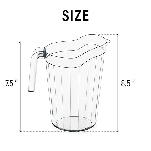 2 Pack 75 oz Polycarbonate Plastic Pitcher Beverage Dispenser with Pour Spout Shatterproof Catering and Restaurant Serveware for Cold Drinks (2 Count)