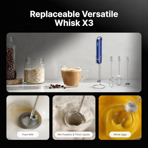 InstaWhisk Milk Frother with Variable Speed (Navy Blue / Rechargeable)