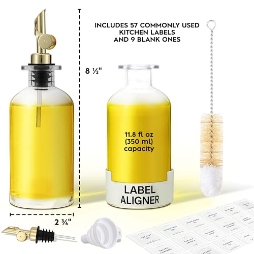 Oil Dispenser for Kitchen (11.8 fl oz (2-Pack) / Gold)