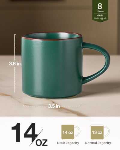 Coffee Mugs Set of 8 (Dark Green / 8pcs)