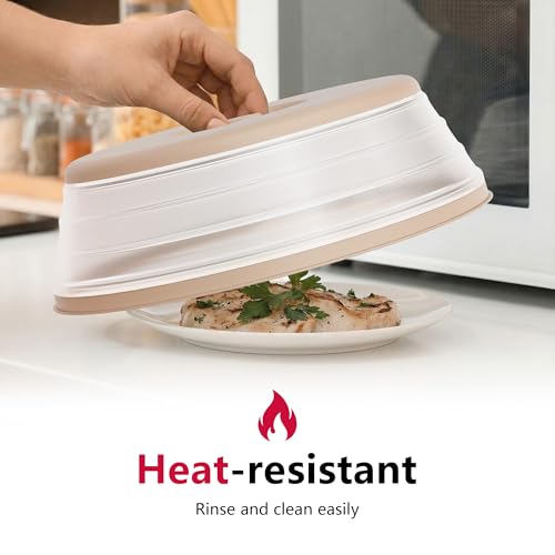 Microwave Splatter Cover Vented for Food with Hook Hole (Beige / M(11"x3.26")-Pack of 1)