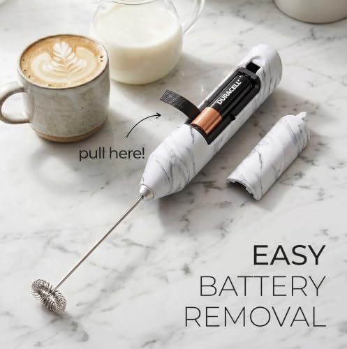 Powerful Milk Frother AA Batteries Included (Quartz / Compact Frother + Batteries)