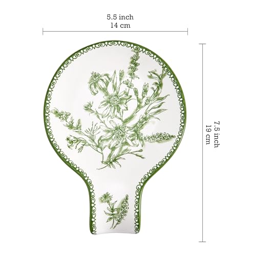Green Garden Toile De Jouy Spoon Rest for Stove Top (Green Garden Toile De Jouy)