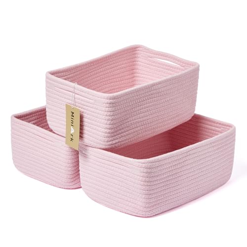 Small Storage Baskets for Organizing (3pcs-L13xW8.5xH5.1" / Pink)