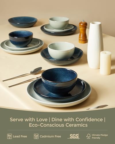 Stoneware Dinnerware Sets for 4 (Slate Green / Set (12pcs))