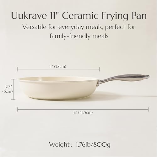 Nonstick Ceramic Frying Pan Skillet (Cream / 11-inch)
