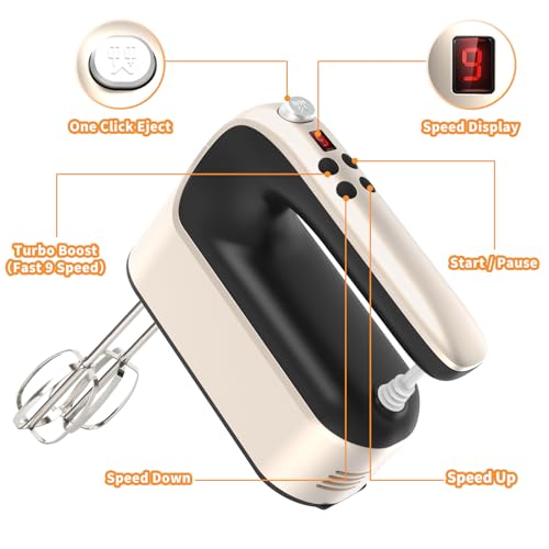 9 Speed Digital Hand Mixer Electric (Champagne Gold)