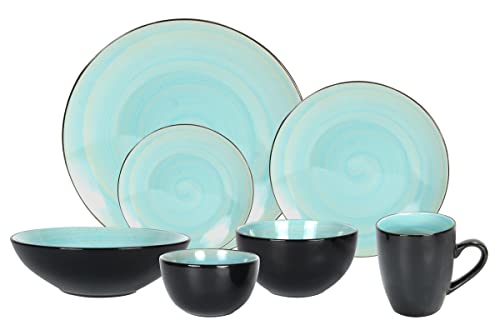 Stoneware Sonoma Dinnerware Set (56pc Set / Mix Grey, Orange, Purple, Turquoise)