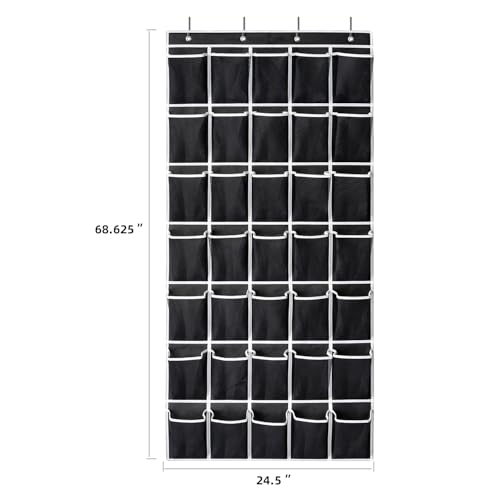 35 Pockets Over the Door Shoe Organizer (Black - 35 Pockets)