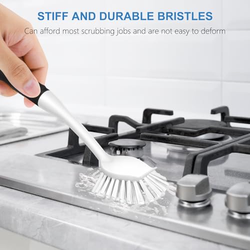 Dish Brush with Handle (Black-white / 2 pack)