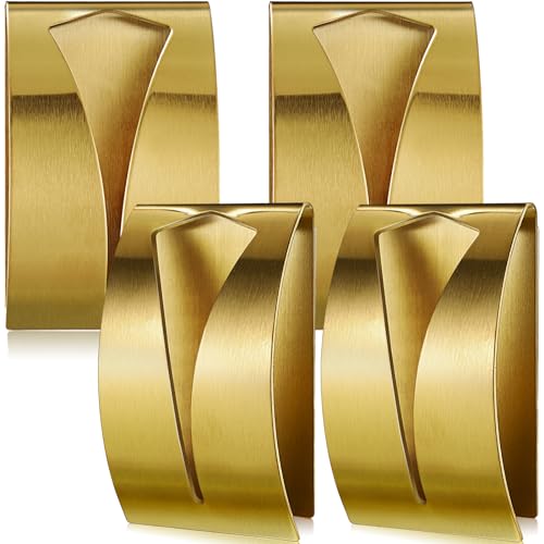 4 Pcs Self Adhesive Kitchen Towel Hook Holder (Gold)