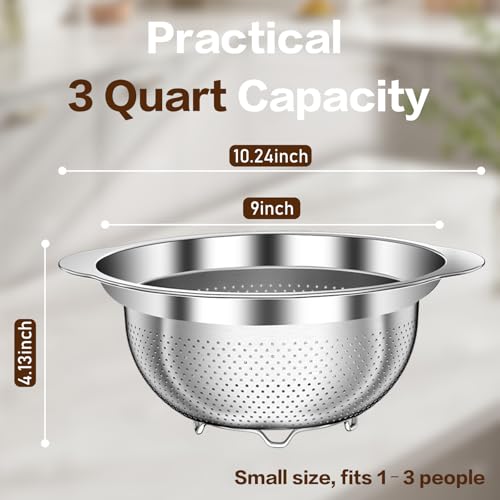 Colander Stainless Steel Colander for Kitchen (3QT)