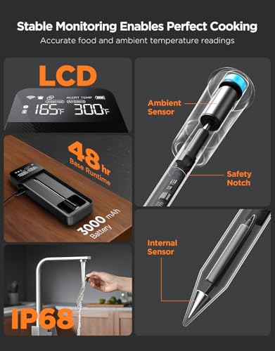 Smart Bluetooth Wireless Meat Thermometer Digital with App Alerts (1 Probe)